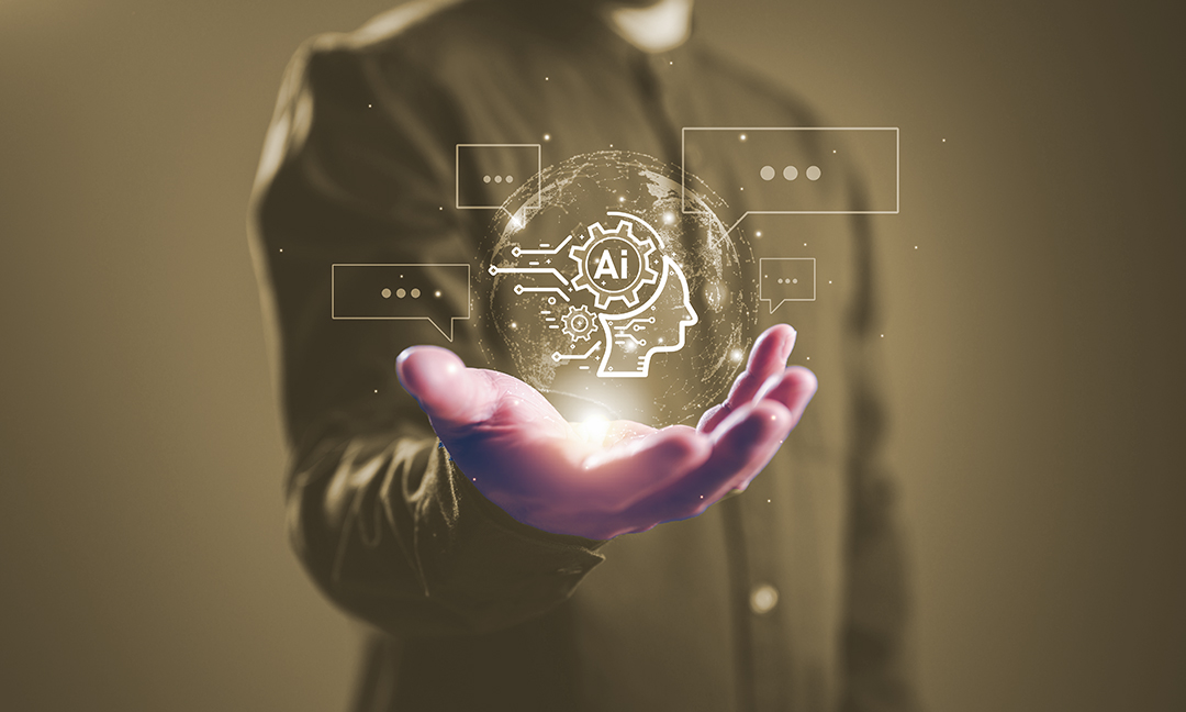 AI by enter command prompt for generates something, Futuristic technology transformation.