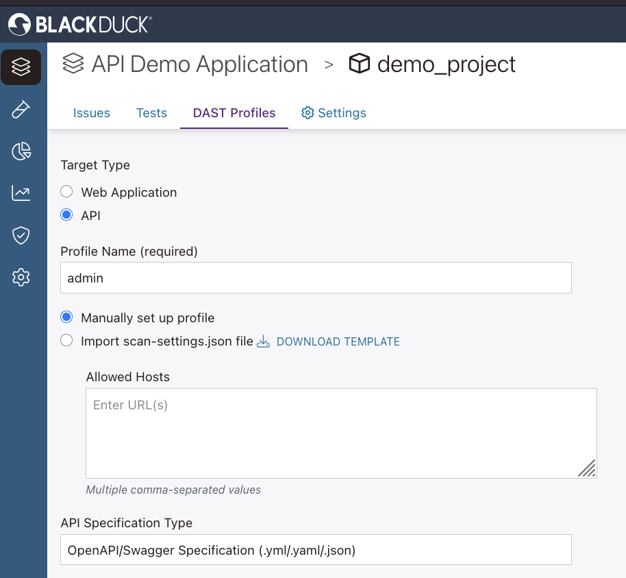 A screenshot showing how to set up comprehensive API scanning with Polaris fAST Dynamic.